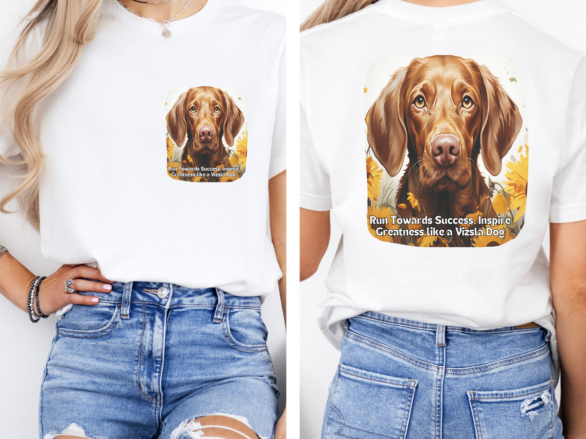 Vizsla Sunflower Tee – 'Run Towards Success' Front & Back Design