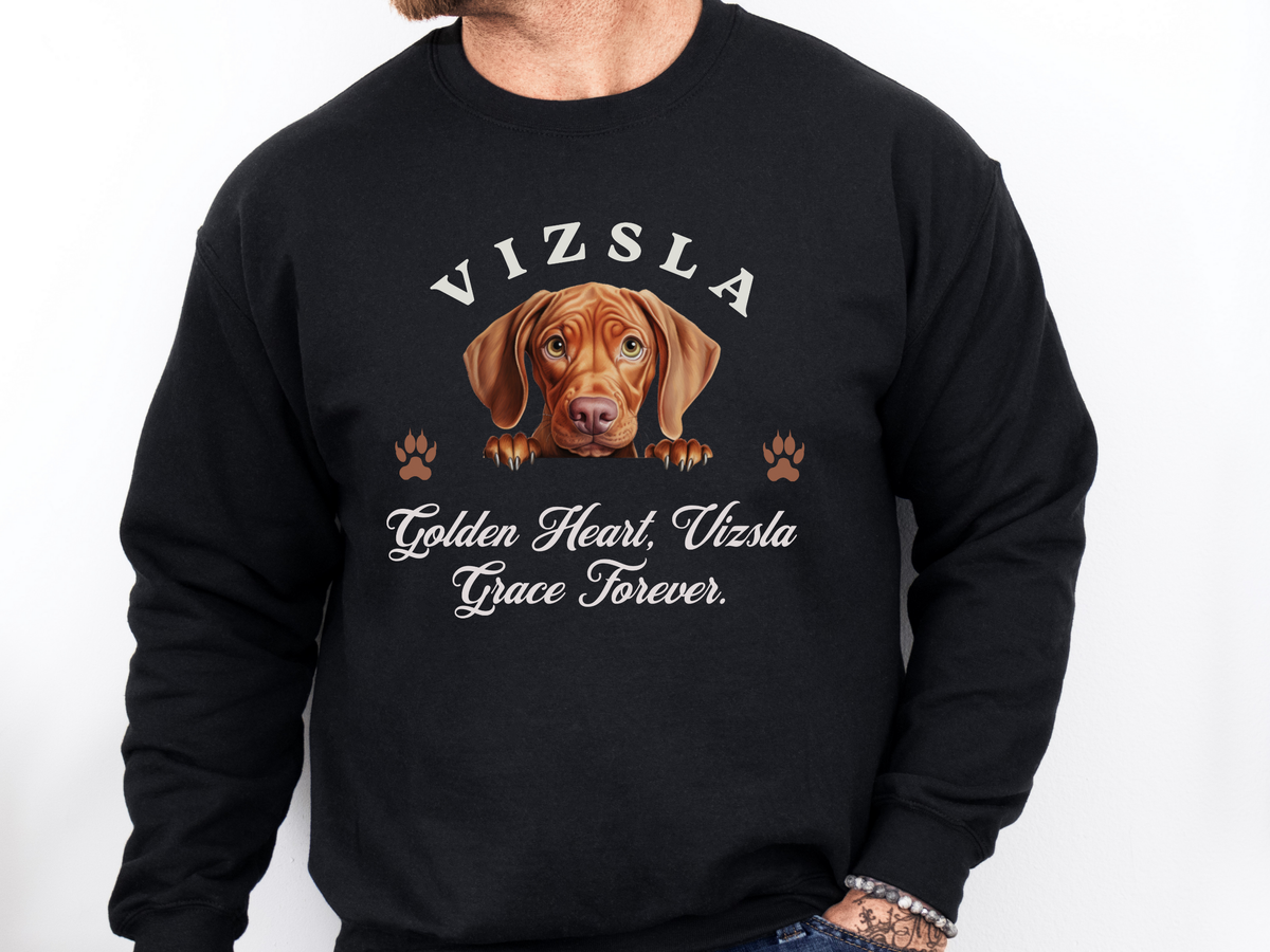 Vizsla Sweatshirt – Golden Heart, Vizsla Grace Forever – Unisex Dog Lover Apparel