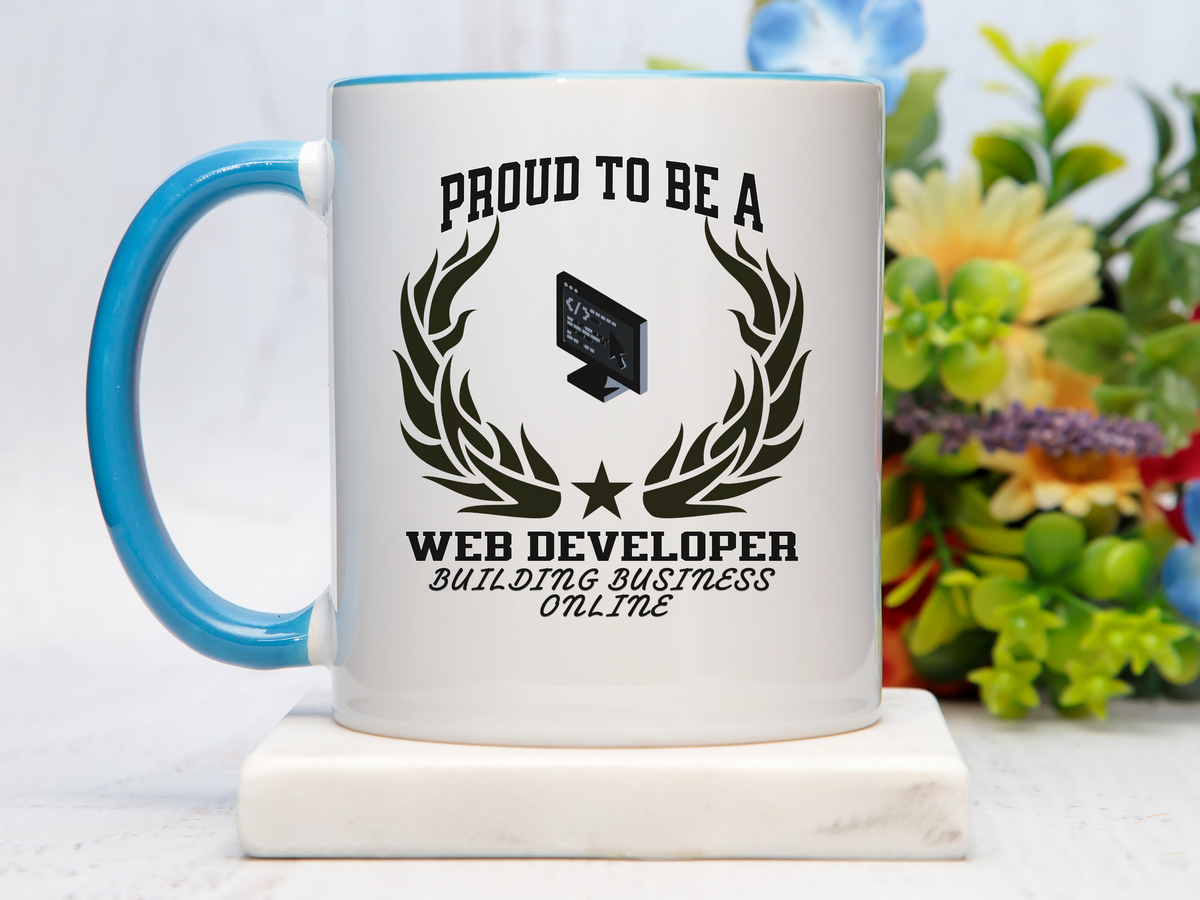 Proud to Be a Web Developer Accent Coffee Mug – “BUILDING BUSINESS ONLINE” – Tech Gift by New Edge Gifts and Novelties