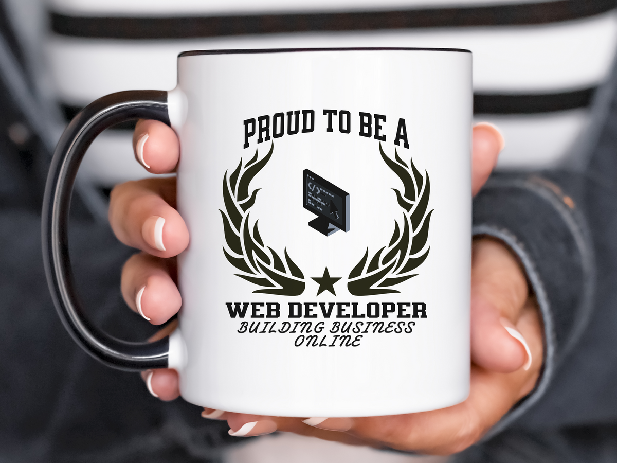 Proud to Be a Web Developer Accent Coffee Mug – “BUILDING BUSINESS ONLINE” – Tech Gift by New Edge Gifts and Novelties