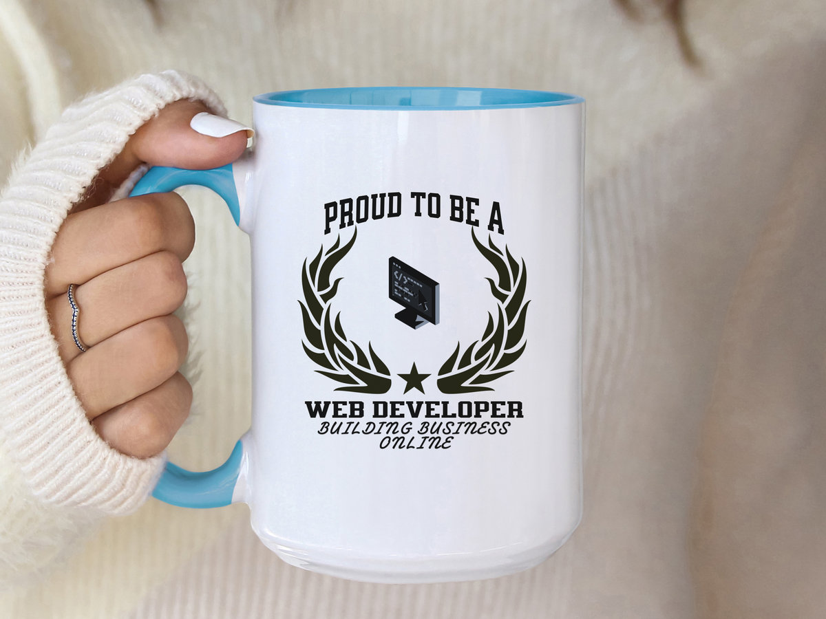 Proud to Be a Web Developer Accent Coffee Mug – “BUILDING BUSINESS ONLINE” – Tech Gift by New Edge Gifts and Novelties