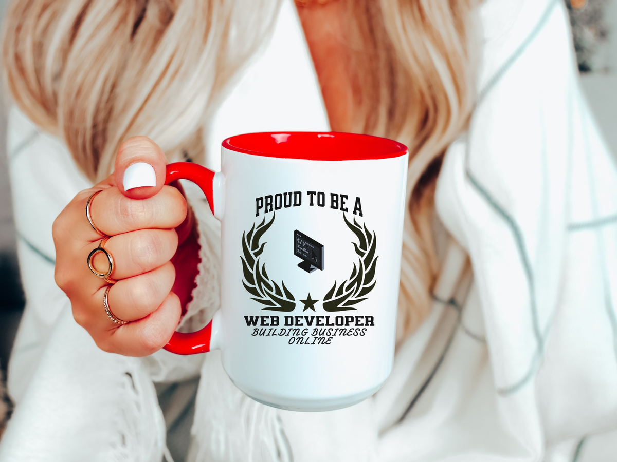 Proud to Be a Web Developer Accent Coffee Mug – “BUILDING BUSINESS ONLINE” – Tech Gift by New Edge Gifts and Novelties