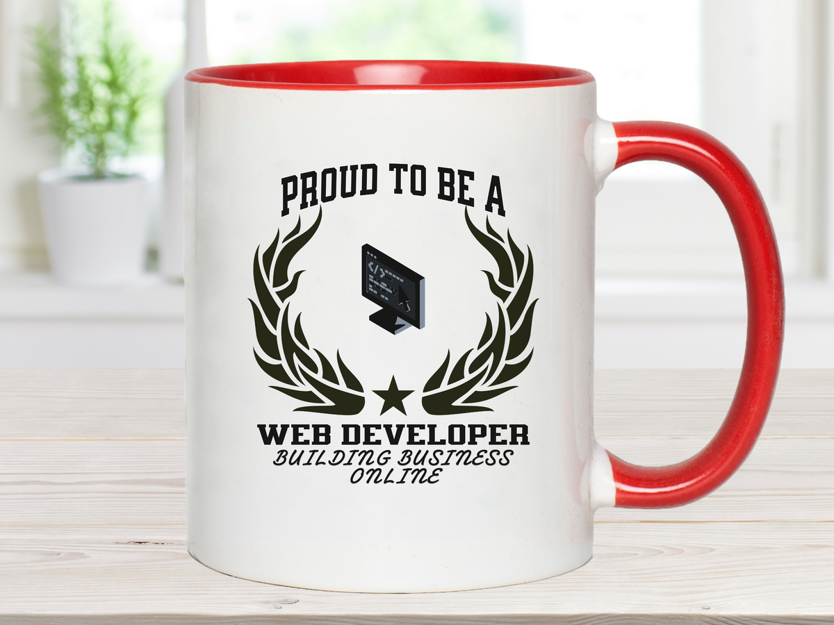 Proud to Be a Web Developer Accent Coffee Mug – “BUILDING BUSINESS ONLINE” – Tech Gift by New Edge Gifts and Novelties
