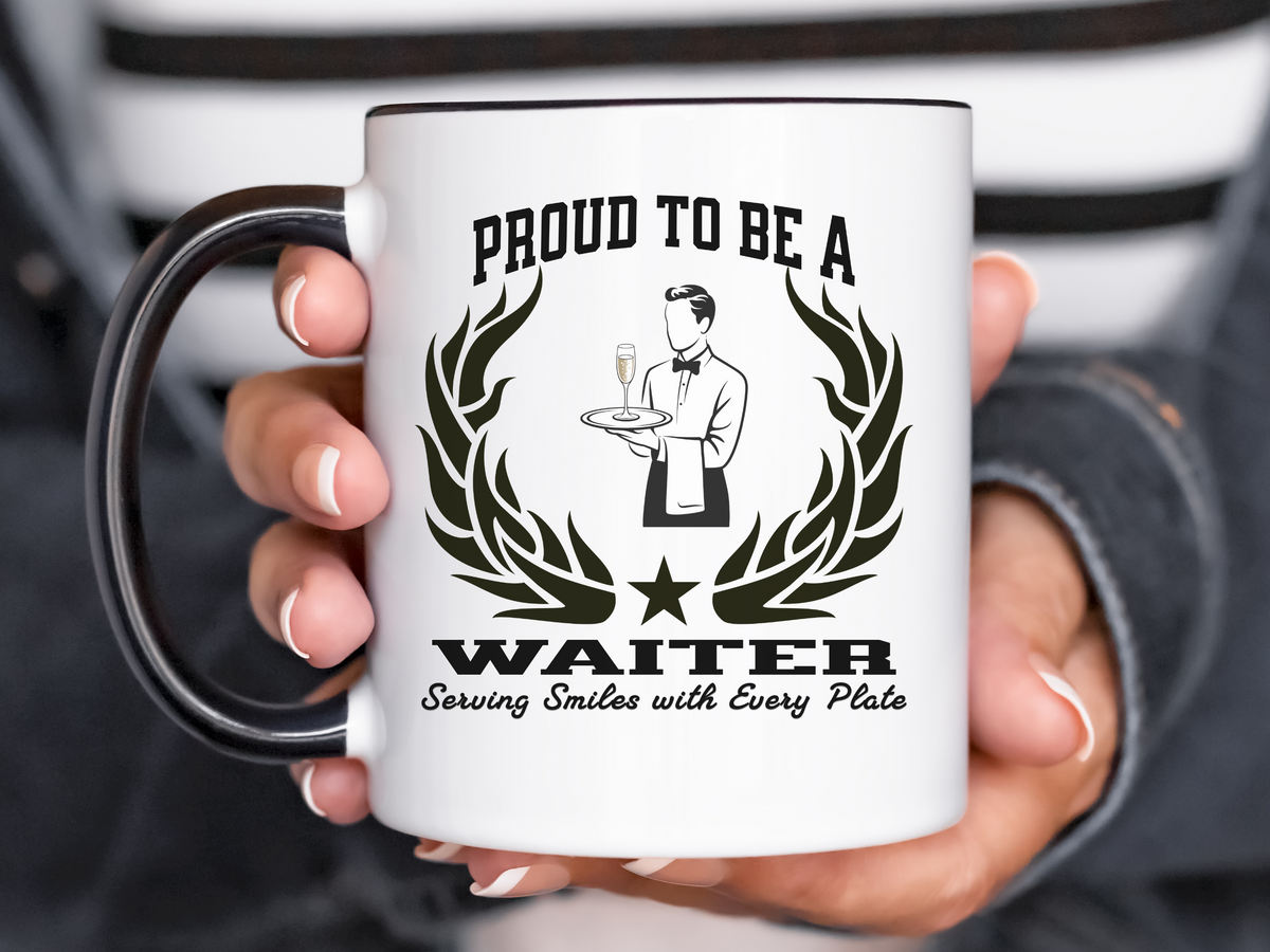 Proud to Be a Waiter Accent Coffee Mug – “Serving Smiles with Every Plate” – Restaurant Server Gift by New Edge Gifts and Novelties