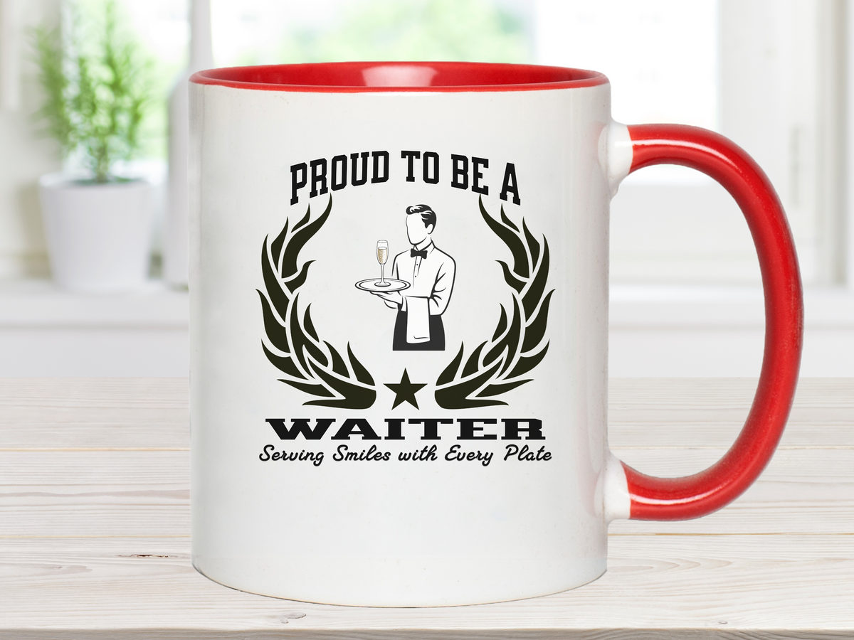 Proud to Be a Waiter Accent Coffee Mug – “Serving Smiles with Every Plate” – Restaurant Server Gift by New Edge Gifts and Novelties