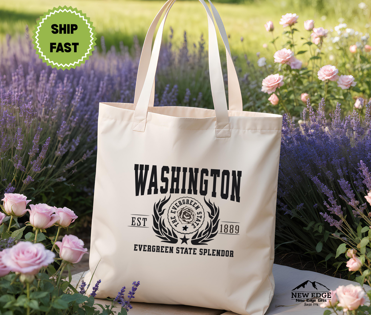 Washington State Evergreen State Splendor Cotton Canvas Tote Bag – Eco-Friendly Reusable Shopping Tote, Travel Gift & Pacific Northwest Souvenir