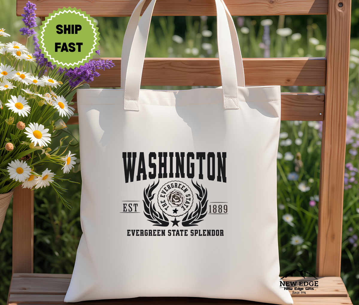 Washington State Evergreen State Splendor Cotton Canvas Tote Bag – Eco-Friendly Reusable Shopping Tote, Travel Gift & Pacific Northwest Souvenir