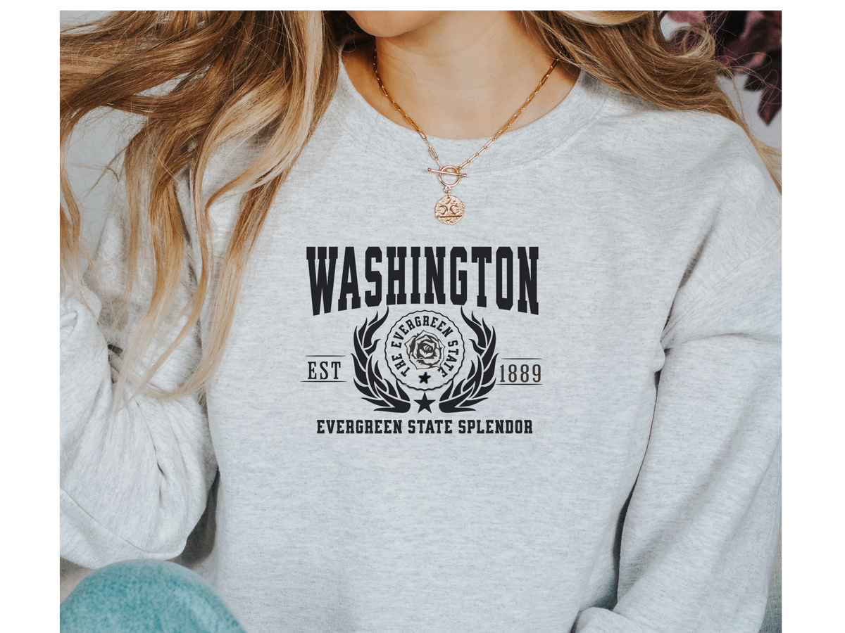 Washington State Legacy Sweatshirt – Evergreen State Splendor | Unisex PNW Nature-Inspired Crewneck