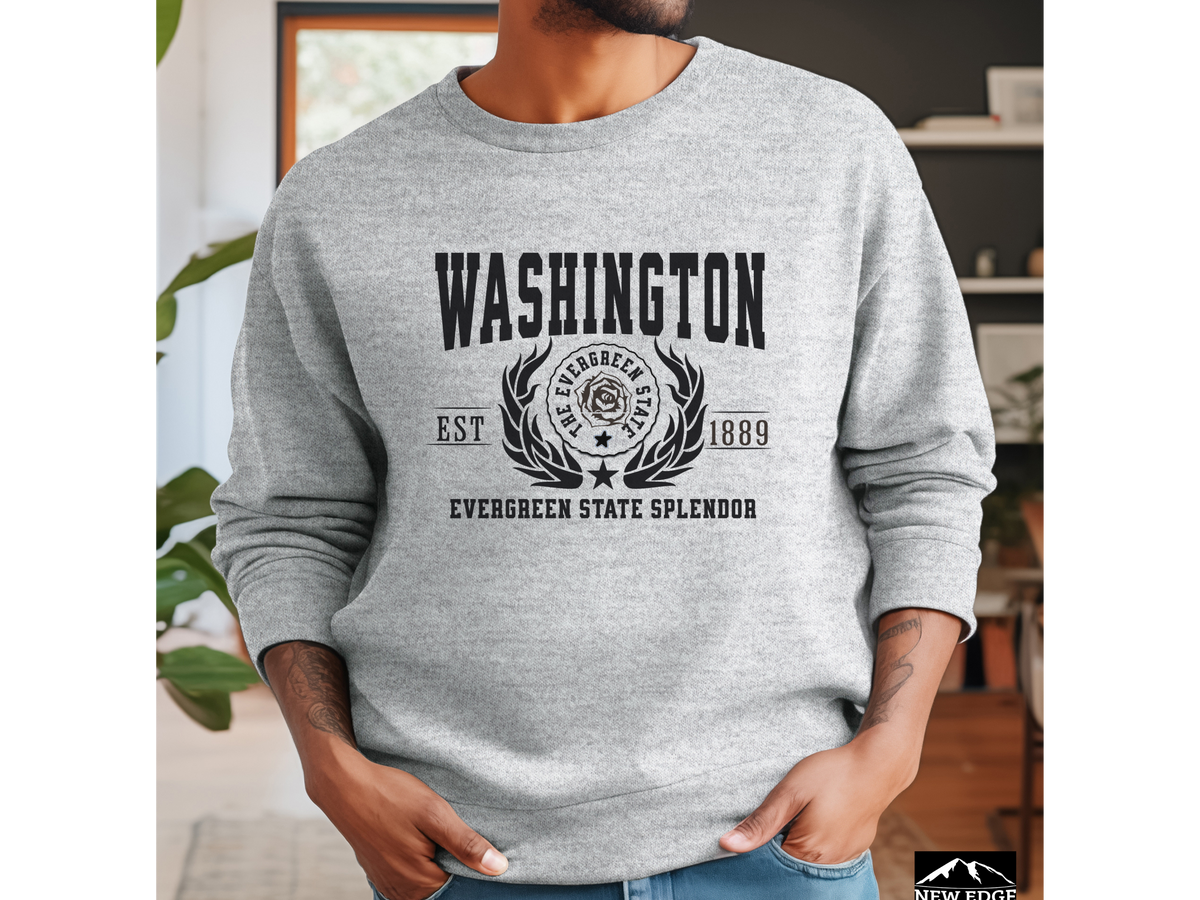 Washington State Legacy Sweatshirt – Evergreen State Splendor | Unisex PNW Nature-Inspired Crewneck