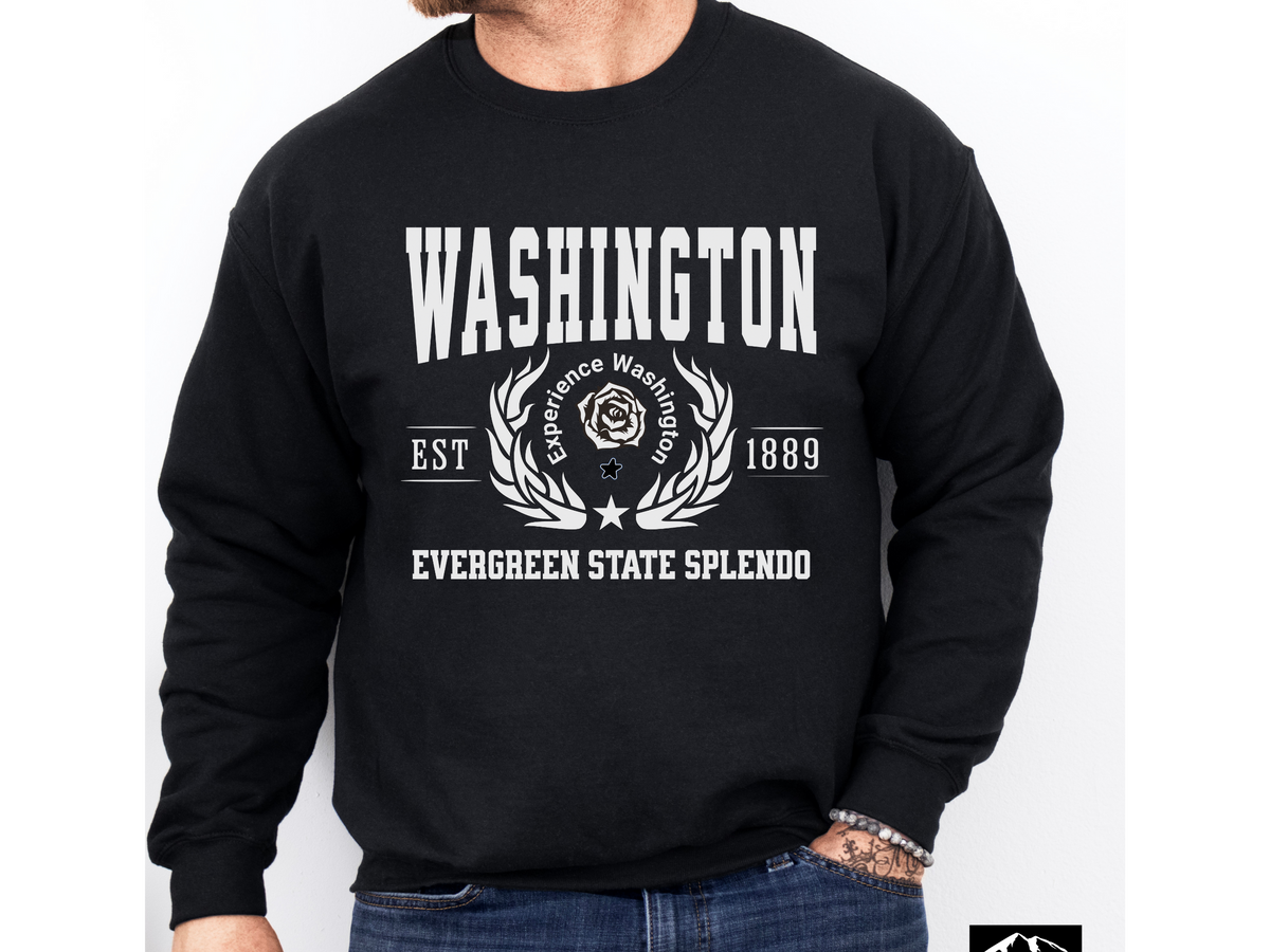 Washington State Legacy Sweatshirt – Evergreen State Splendor | Unisex PNW Nature-Inspired Crewneck