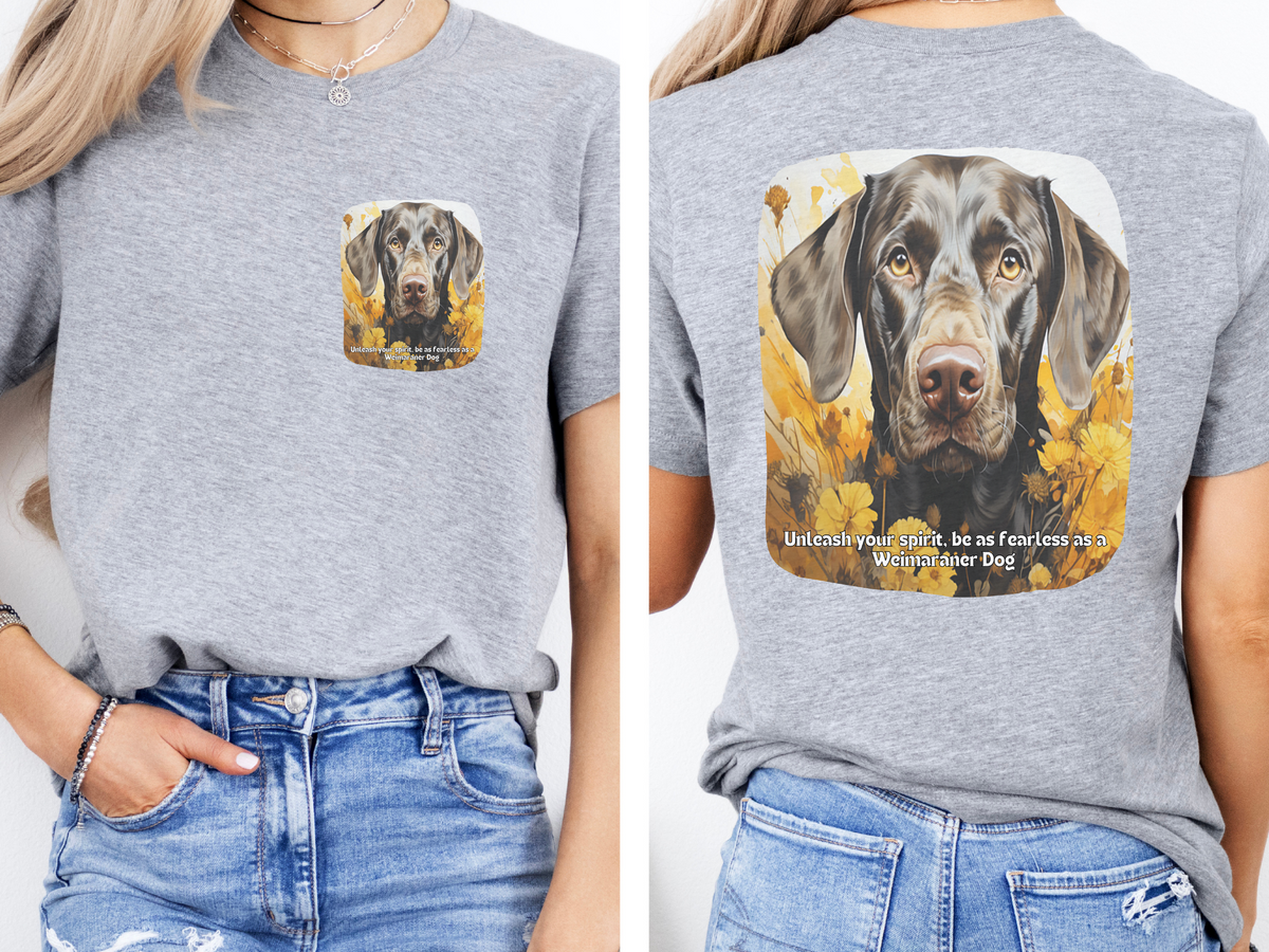 Weimaraner Sunflower Tee – 'Unleash Your Fearless Spirit' Front & Back Design