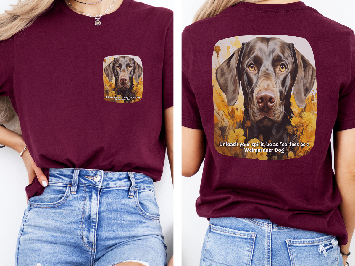 Weimaraner Sunflower Tee – 'Unleash Your Fearless Spirit' Front & Back Design