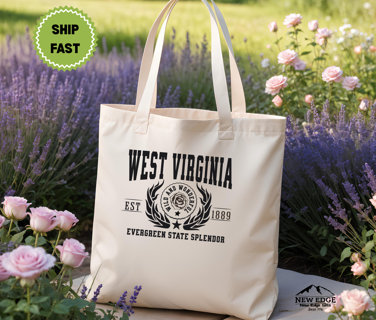West Virginia State Mountain State Splendor Cotton Canvas Tote Bag – Eco-Friendly Reusable Shopping Tote, Travel Gift & Appalachian Pride Souvenir