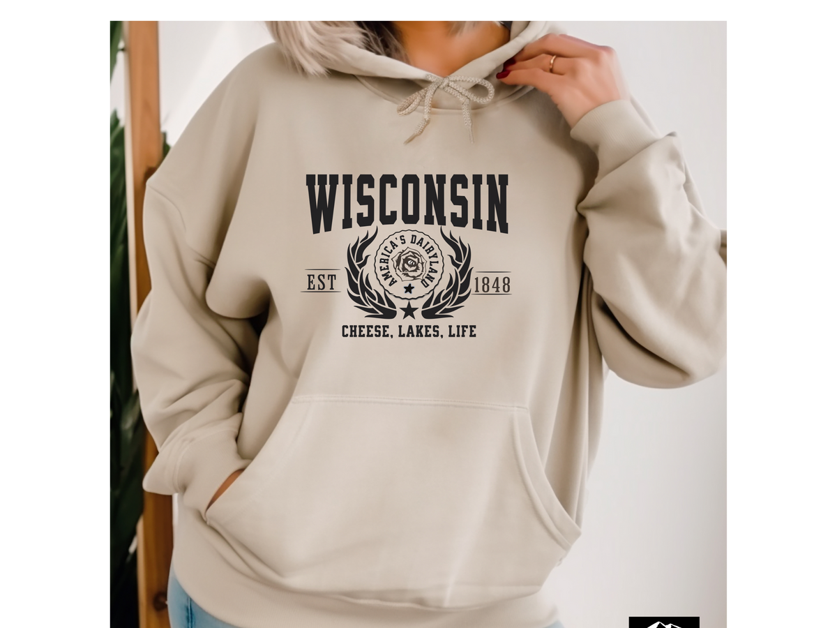 State Legacy Unisex Hoodie – Wisconsin, Cheese, Lakes, Life