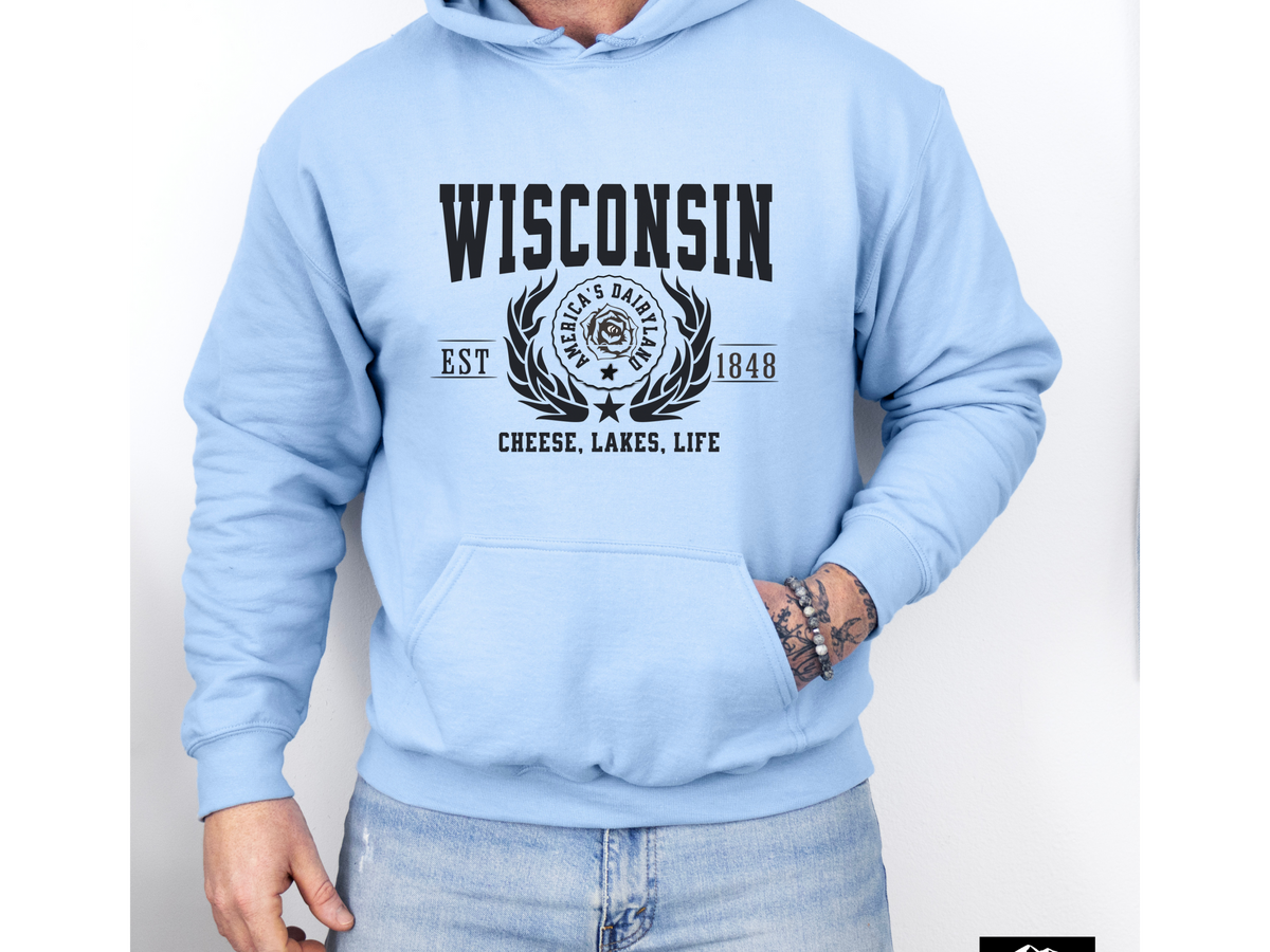 State Legacy Unisex Hoodie – Wisconsin, Cheese, Lakes, Life