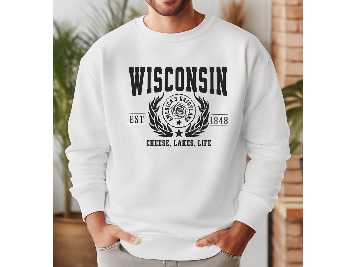 Wisconsin State Legacy Sweatshirt – Cheese, Lakes, Life | Unisex Midwest Comfort Crewneck