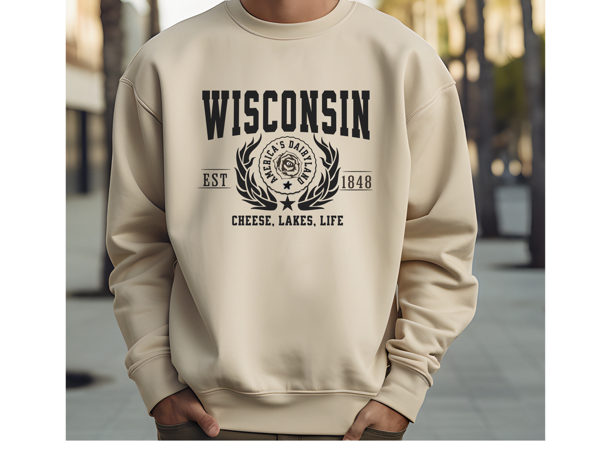Wisconsin State Legacy Sweatshirt – Cheese, Lakes, Life | Unisex Midwest Comfort Crewneck