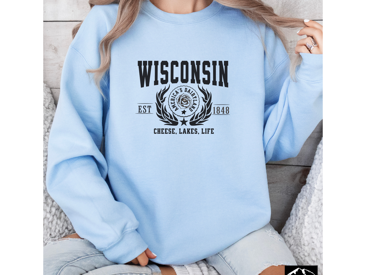 Wisconsin State Legacy Sweatshirt – Cheese, Lakes, Life | Unisex Midwest Comfort Crewneck