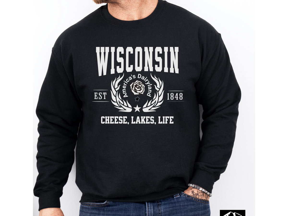 Wisconsin State Legacy Sweatshirt – Cheese, Lakes, Life | Unisex Midwest Comfort Crewneck