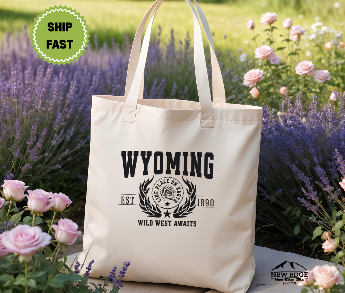 Wyoming State Wild West Awaits Cotton Canvas Tote Bag – Eco-Friendly Reusable Shopping Tote, Travel Gift & Cowboy State Pride Souvenir