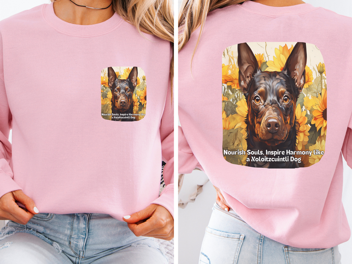 Xoloitzcuintli Love Sunflower Sweatshirt – 'Spread Love, Inspire Happiness' – Unisex Mexican Hairless Dog Apparel