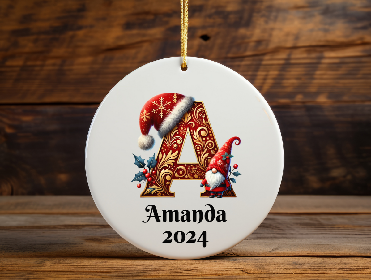 Personalized Letter Christmas Ornament 2025 – Custom Monogram Initial, Family Keepsake, Name & Year Holiday Decoration