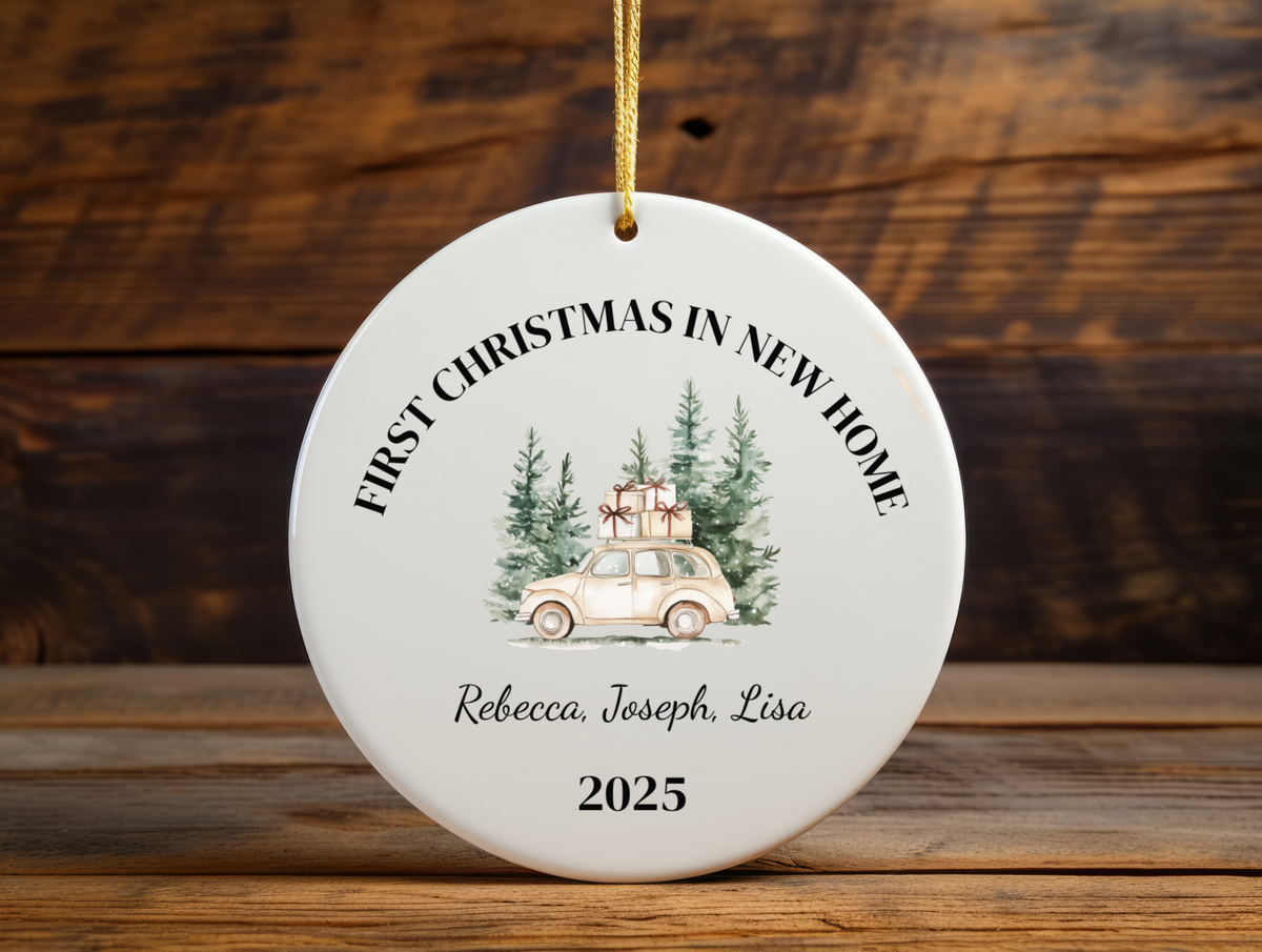 First Christmas in Our New Home Personalized Ornament  Custom Name Holiday Keepsake 2025