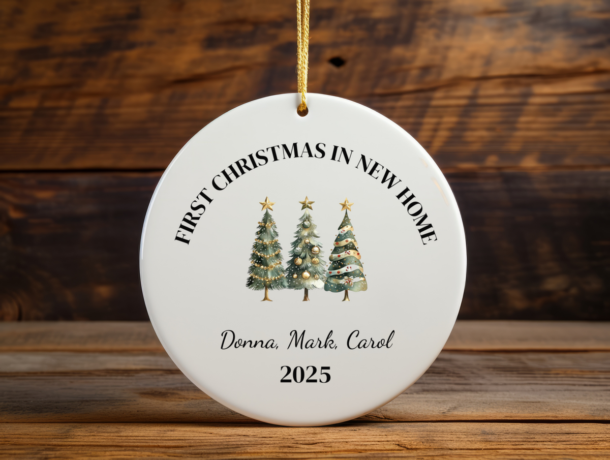 First Christmas in Our New Home Personalized Ornament  Custom Name Holiday Keepsake 2025