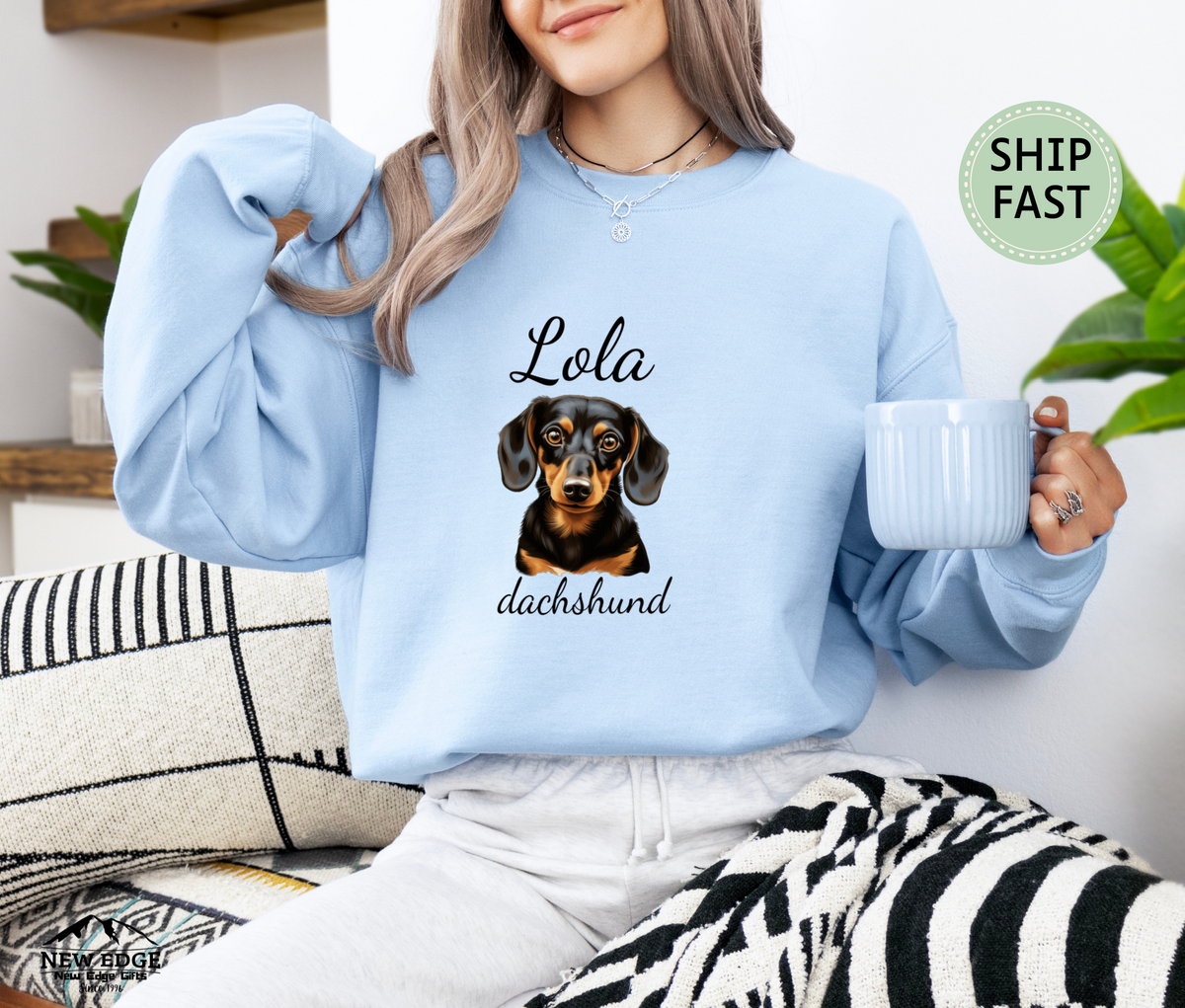 Dachshund “Low Rider, Big Attitude” Personalized Unisex Sweatshirt | Custom Dog Breed Gift for Dog Lovers