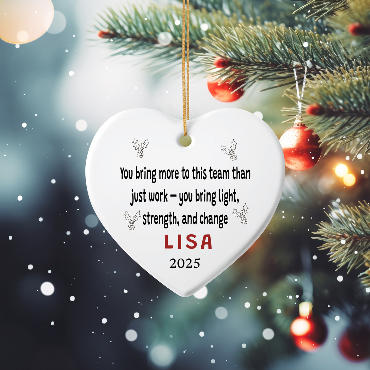 Personalized Coworker Gift Heart Ornament | “Best Team Ever” Appreciation Keepsake | Work Bestie & Friend Gift