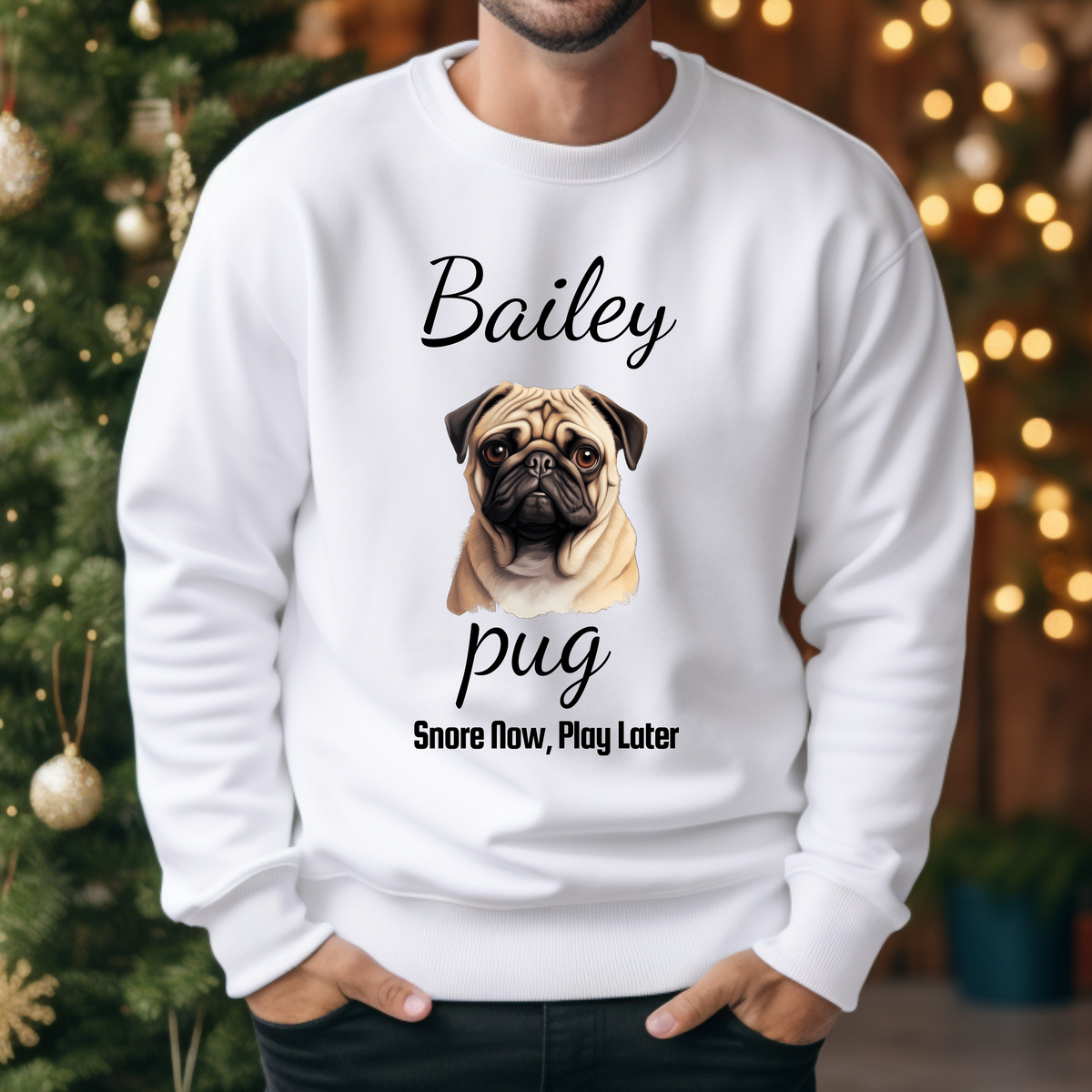 Personalized Pug Dog Unisex Sweatshirt – “Snore Now, Play Later” | Funny Dog Mom Gift | Custom Dog Breed Sweater