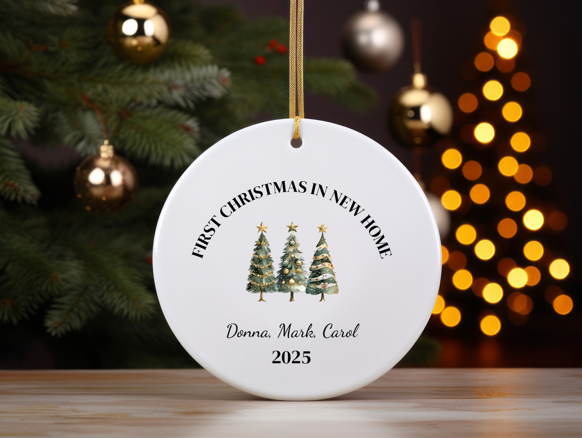 First Christmas in Our New Home Personalized Ornament  Custom Name Holiday Keepsake 2025