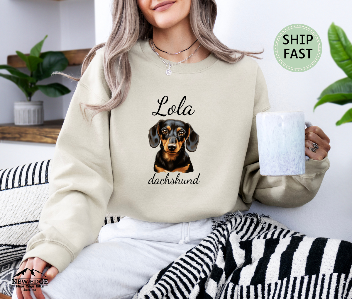 Dachshund “Low Rider, Big Attitude” Personalized Unisex Sweatshirt | Custom Dog Breed Gift for Dog Lovers