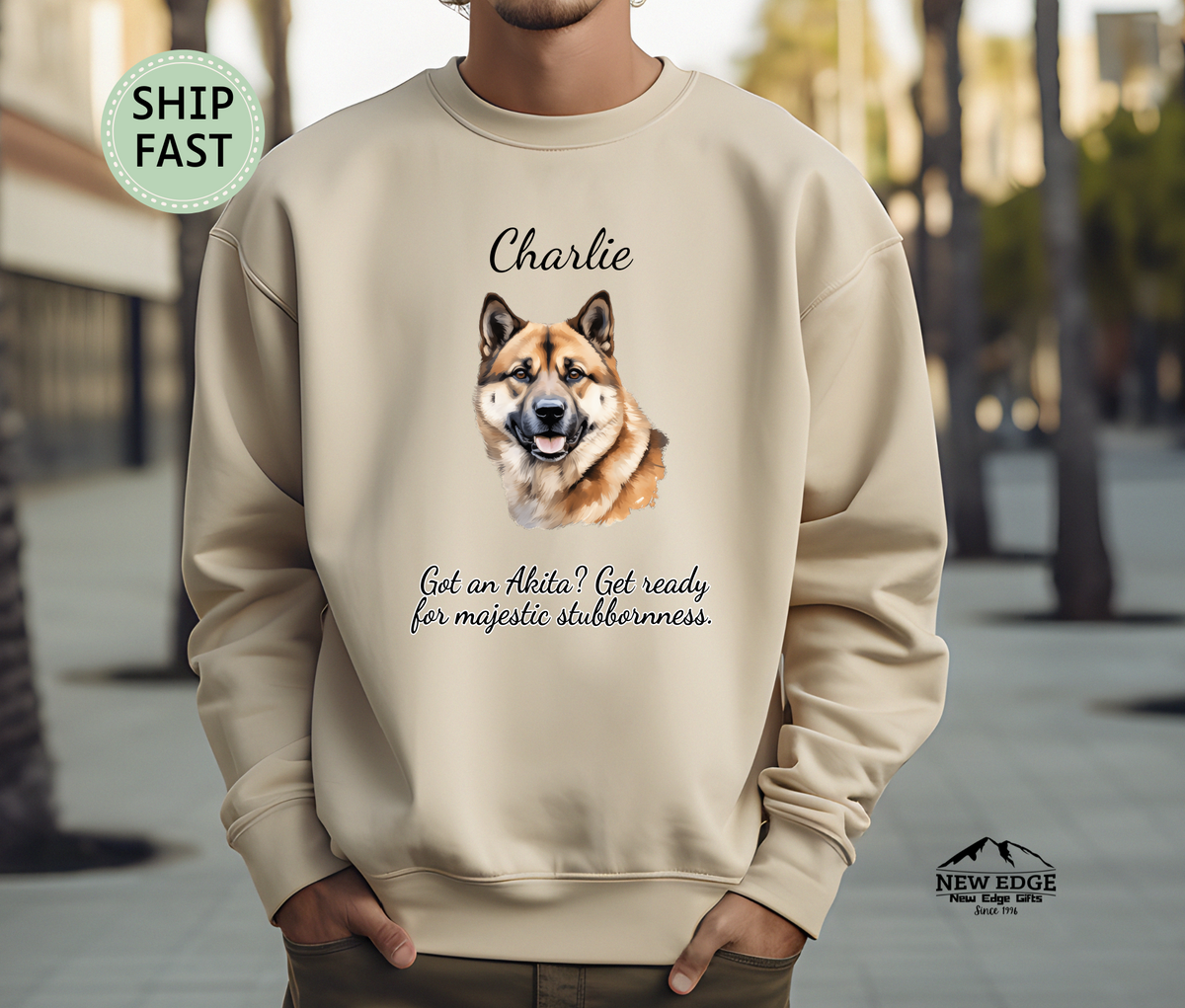 Custom Akita Dog Sweatshirt | “Home Feels Complete with a Akita” | Christmas Gift for Dog Dad | Pet Lover Apparel | Cozy Dog Lover Gift for Him
