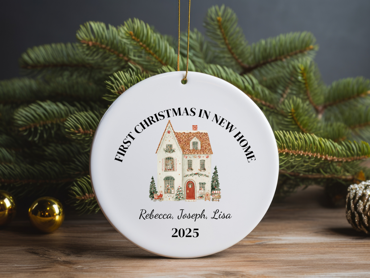 First Christmas in Our New Home Personalized Ornament  Custom Name Holiday Keepsake 2025