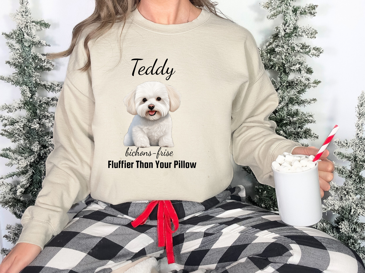Personalized Bichon Frise Sweatshirt – “Fluffier Than Your Pillow” | Unisex Christmas Gift for Dog Lovers, Pet Gift
