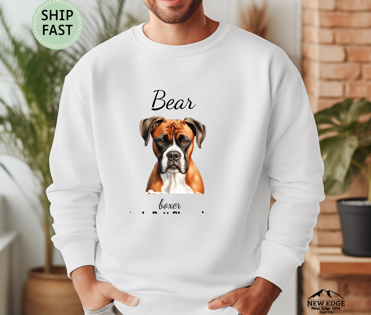 Personalized Boxer Dog Sweatshirt – “Wiggle Butt Champion of the World” | Custom Unisex Christmas Gift, Funny Dog Lover Sweatshirt, Pet Gift for Him or Her