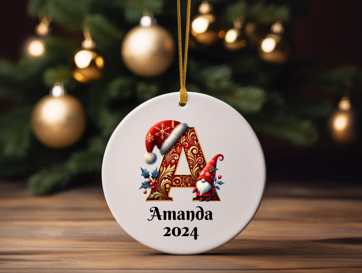 Personalized Letter Christmas Ornament 2025 – Custom Monogram Initial, Family Keepsake, Name & Year Holiday Decoration