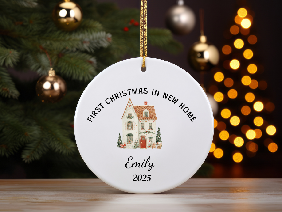 First Christmas in Our New Home Personalized Ornament — Custom Name Holiday Keepsake Gift
