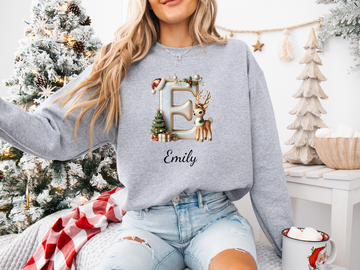 Personalized Family Christmas Alphabet Name Sweatshirt or Hoodie – Custom Holiday Apparel Gift for Adults & Kids