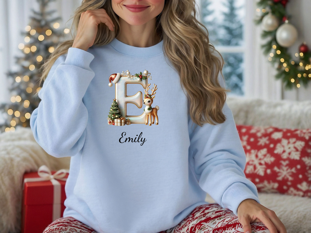 Personalized Family Christmas Alphabet Name Sweatshirt or Hoodie – Custom Holiday Apparel Gift for Adults & Kids