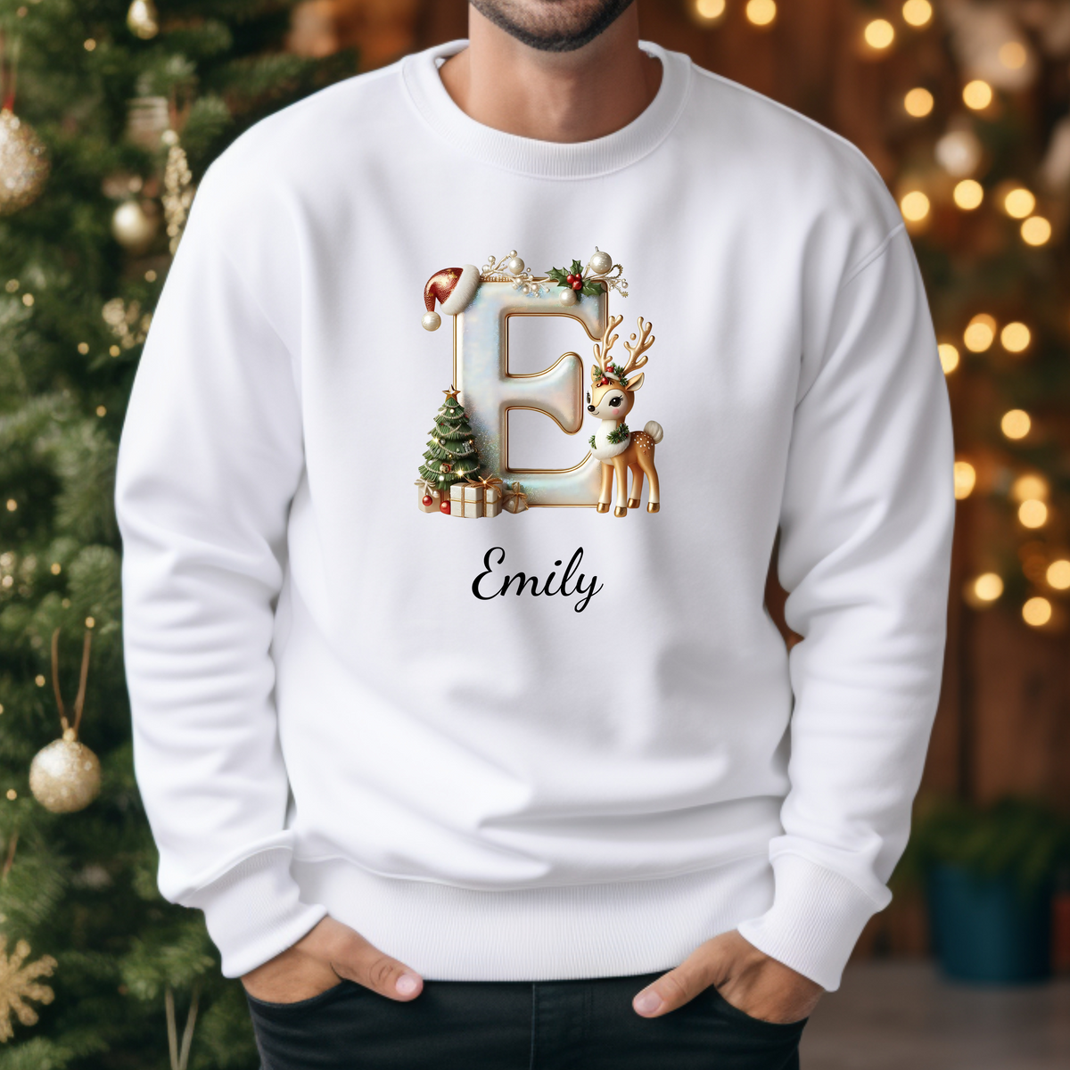Personalized Family Christmas Alphabet Name Sweatshirt or Hoodie – Custom Holiday Apparel Gift for Adults & Kids