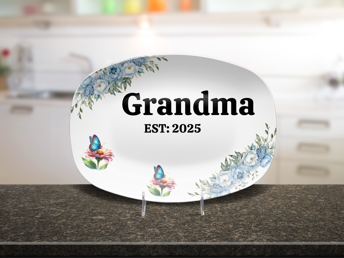 Platter Personalized EST 2025 Grandma Platter – Custom Family Gift, Keepsake Grandma Serving Tray