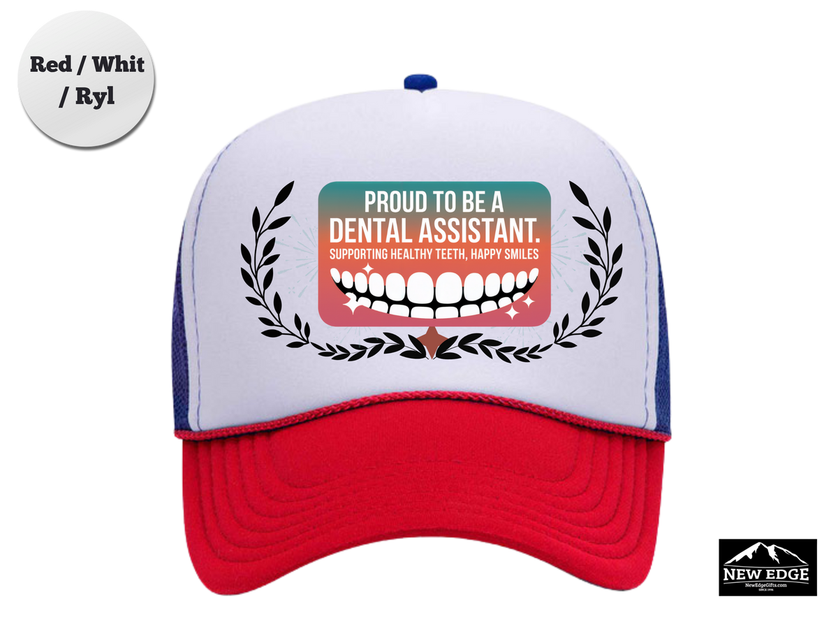 Dental Assistant Trucker Hat – Supporting Healthy Teeth, Happy Smiles – Fun Dentist Office Mesh Cap Gift