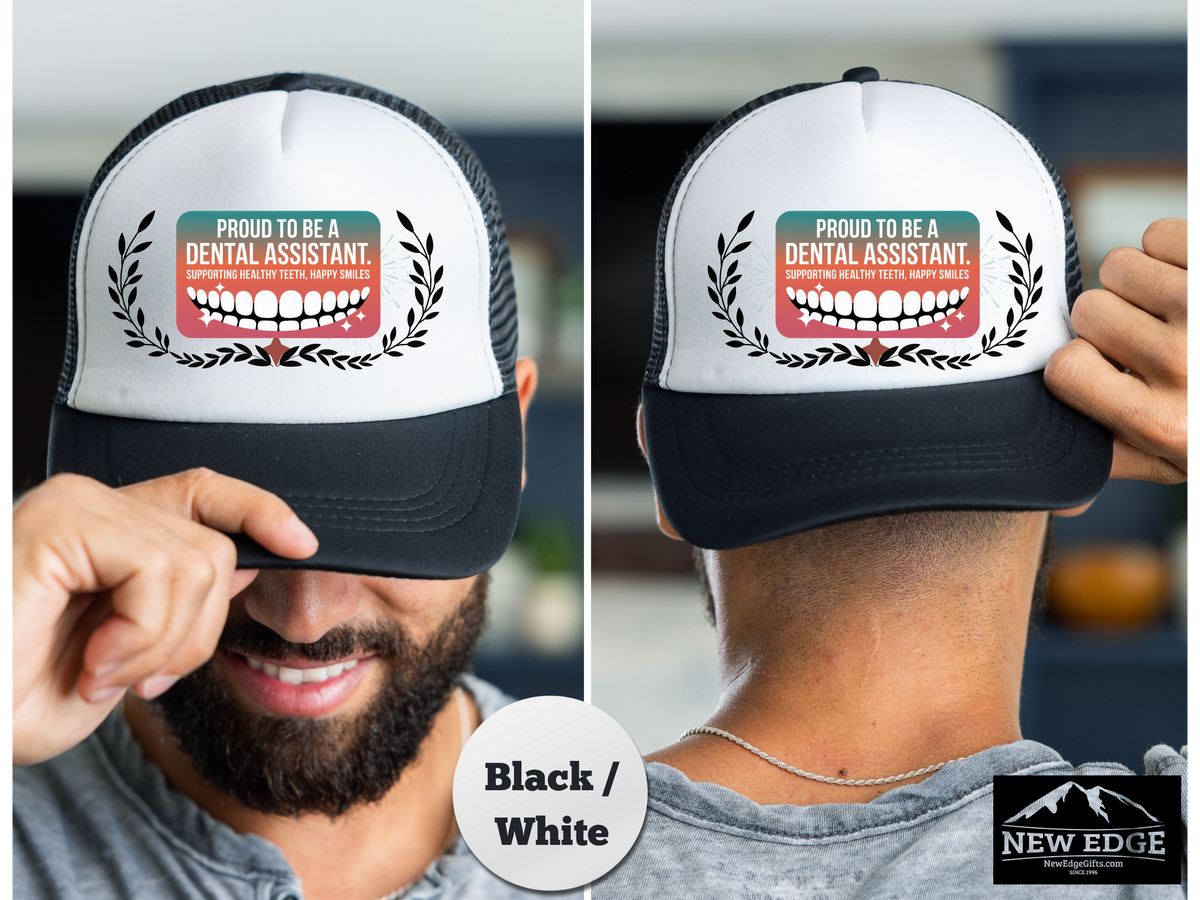 Dental Assistant Trucker Hat – Supporting Healthy Teeth, Happy Smiles – Fun Dentist Office Mesh Cap Gift