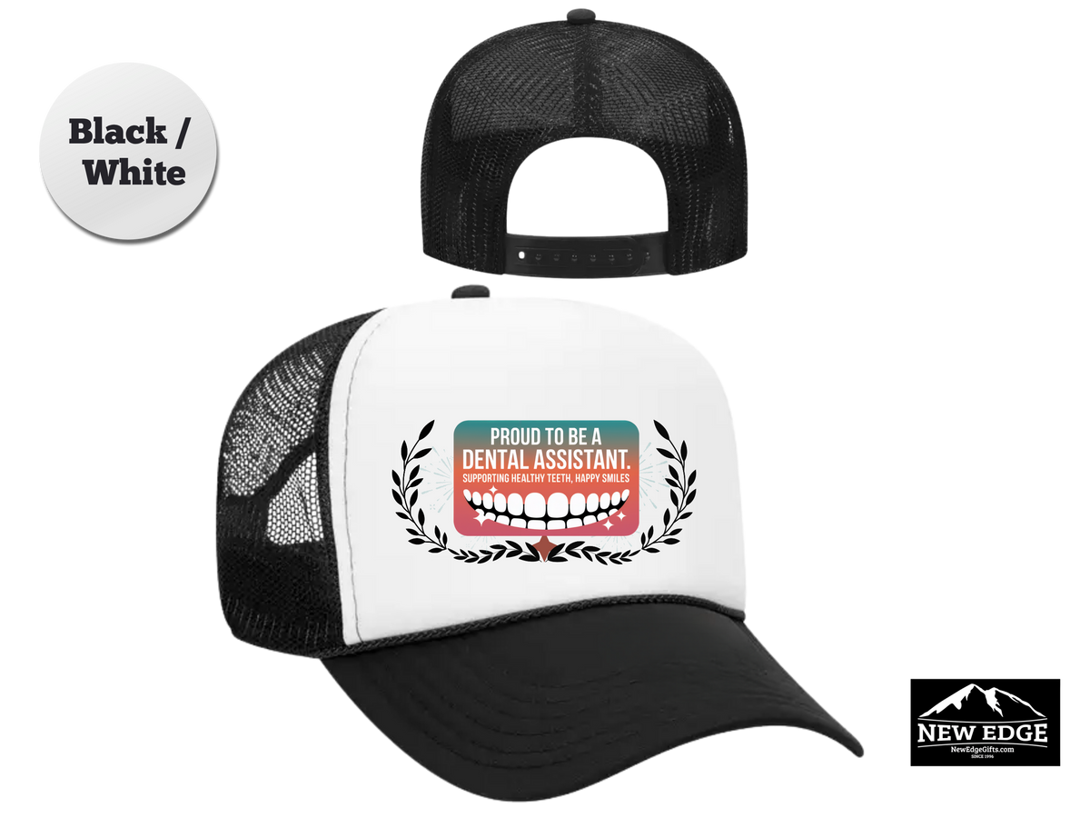 Dental Assistant Trucker Hat – Supporting Healthy Teeth, Happy Smiles – Fun Dentist Office Mesh Cap Gift