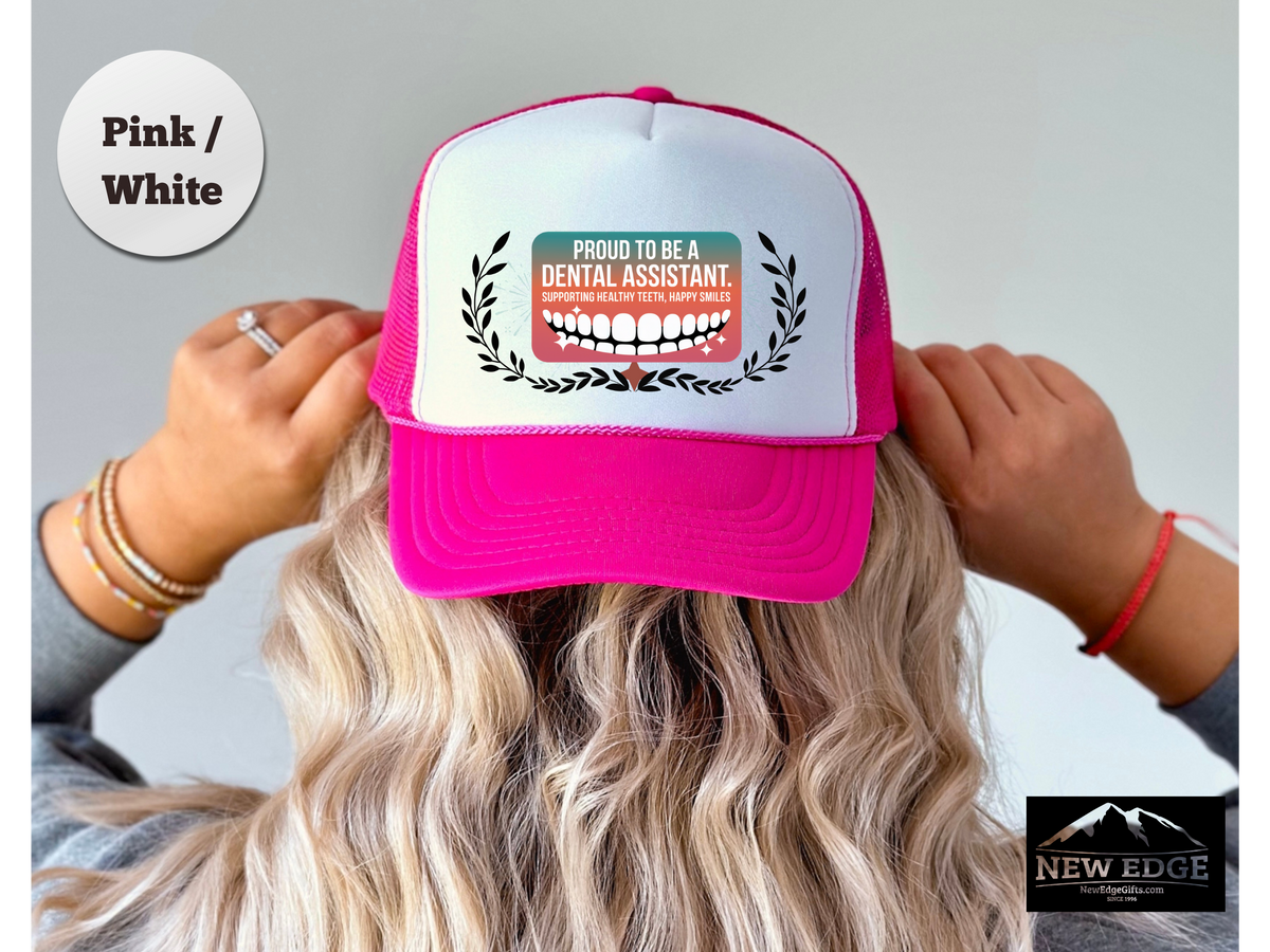 Dental Assistant Trucker Hat – Supporting Healthy Teeth, Happy Smiles – Fun Dentist Office Mesh Cap Gift