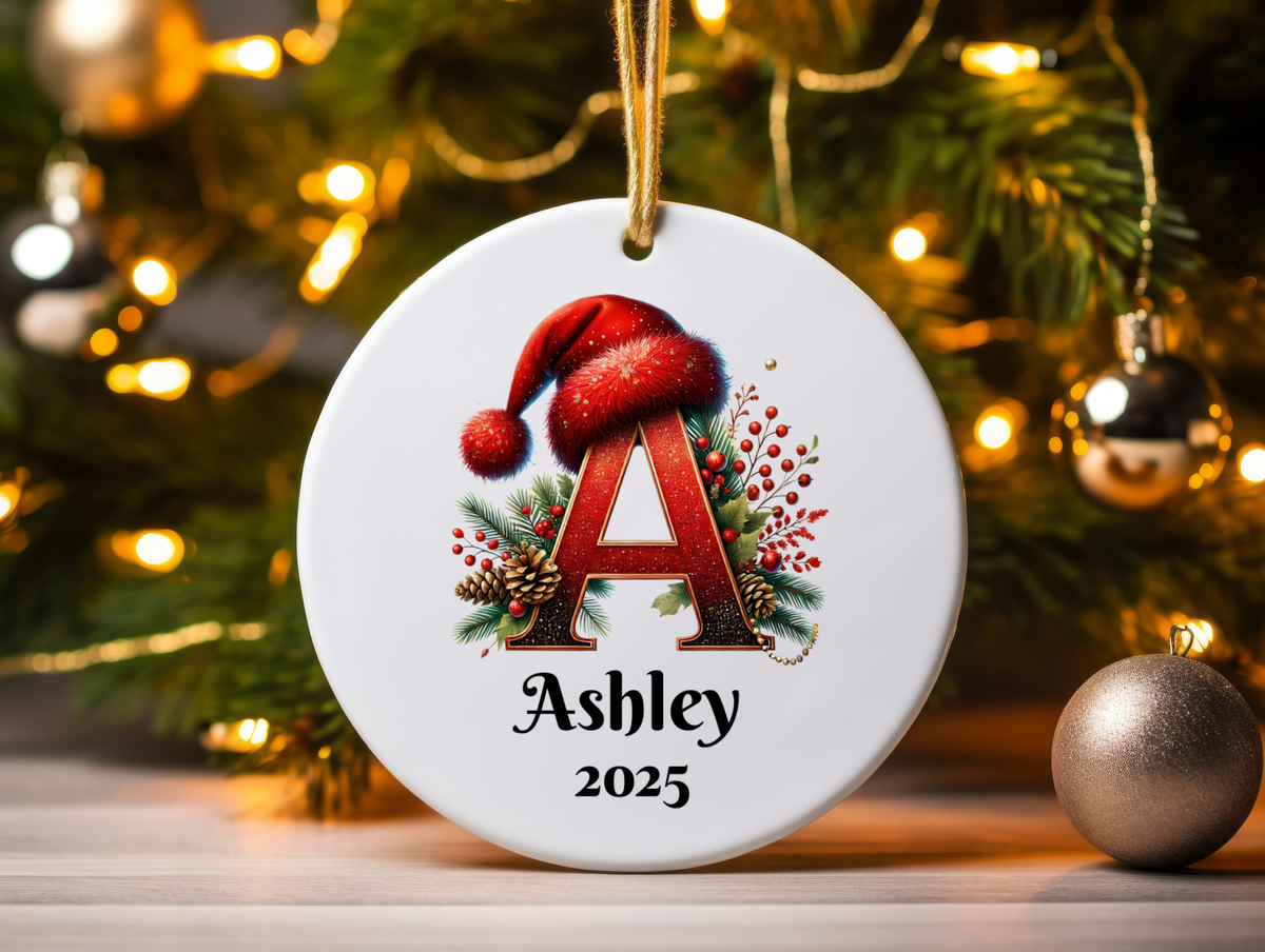 Personalized Letter Name Ornament – 2025 Christmas Family Keepsake, Custom Initial Holiday Tree Decoration
