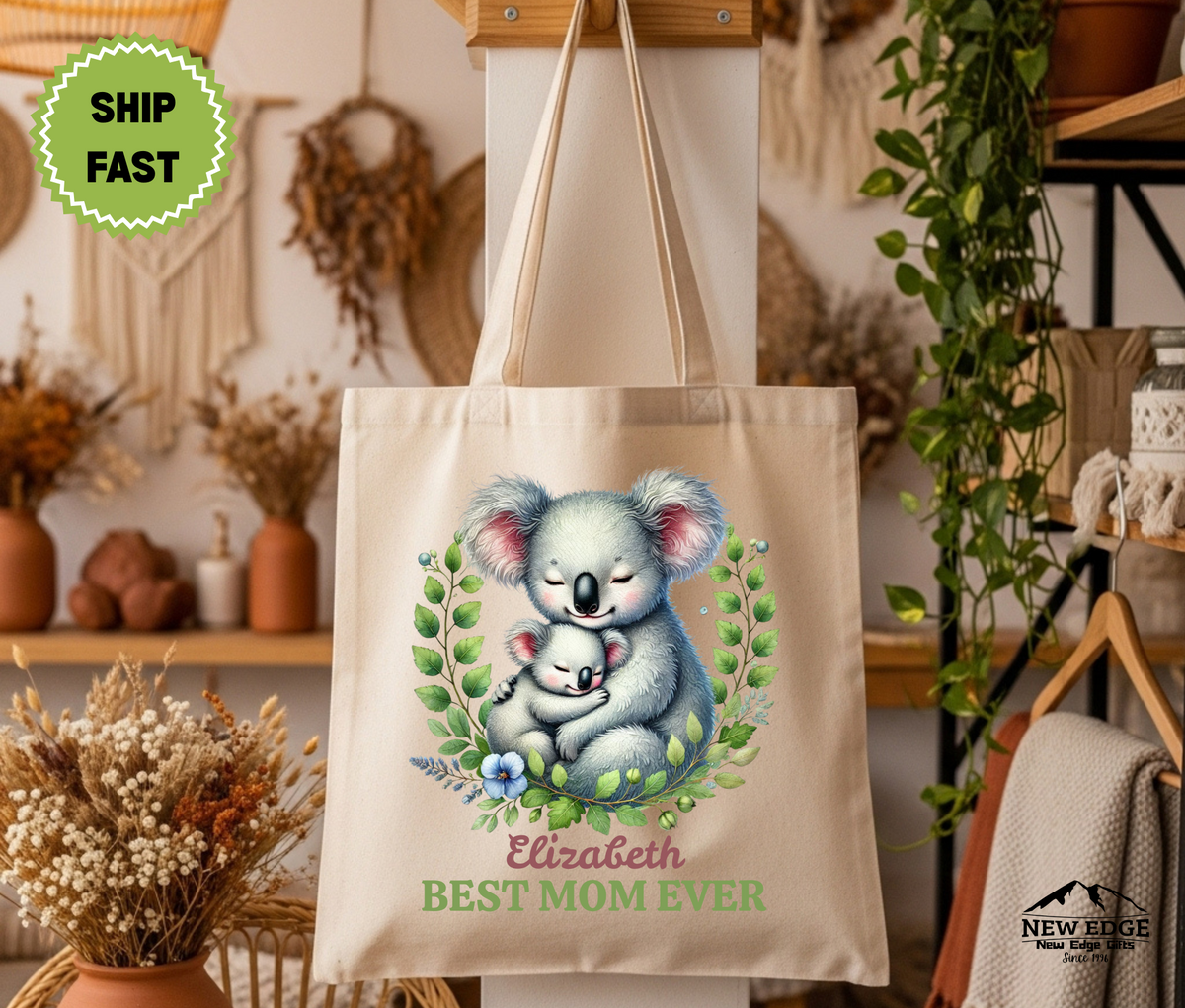 Personalized “Best Mom Ever” Cotton Canvas Tote Bag – Custom Mom Name Gift, Unique Mother’s Day Shopping Bag