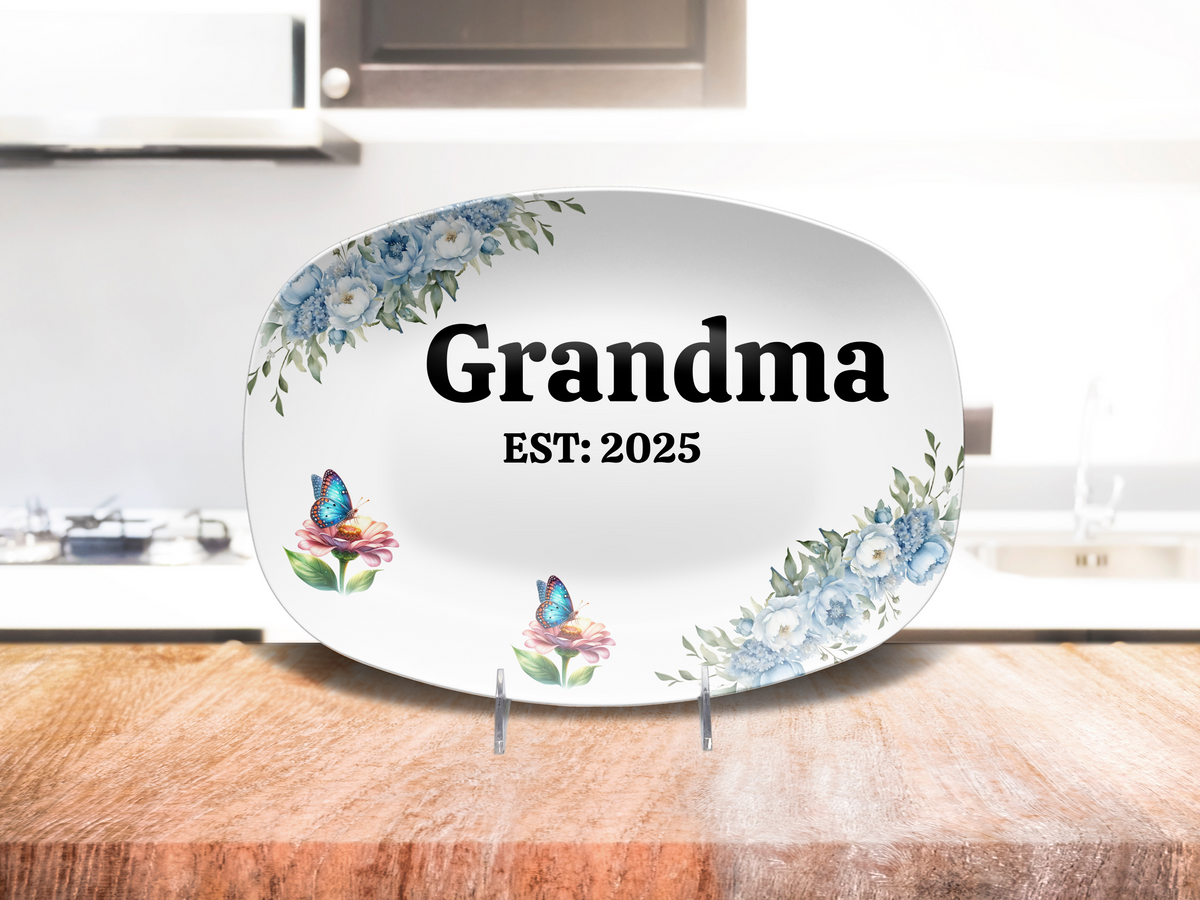 Platter Personalized EST 2025 Grandma Platter – Custom Family Gift, Keepsake Grandma Serving Tray